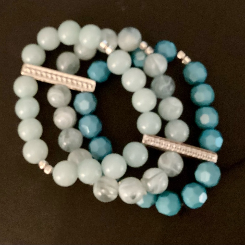 New faux turquoise Beaded Bracelet Set